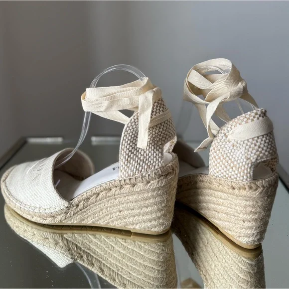 Like New Prada Linen Espadrille Wedge Sandals 41 - Picture 5 of 11
